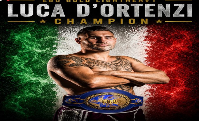 Luca D’Ortenzi campione europeo mediomassimi: impresa storica a Guidonia